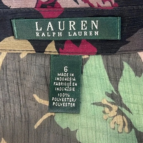 Stunning Ralph Lauren Sleeveless Ruffle Floral Chiffon Blouse I  Sz 6 - Picture 6 of 8